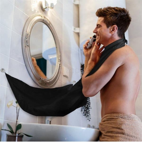 Skægforklæde til at fange hår under barbering - 110x70cm (sort)