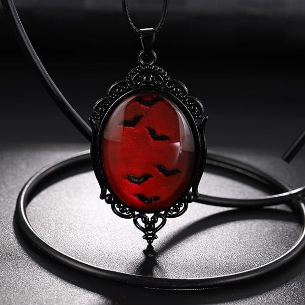 Vampyr Bat Gäst Halsband - Vintage Blod Bat Hänge Choke Ring - Mystisk Häxa Smycken Present till Flickan