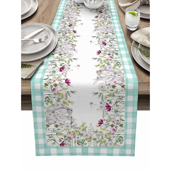 Pääsiäiskukkapupu-ruudullinen printed pöytäliina hääjuhlapöytäkoristeet kodin sisustukseen Lahja Favor Placematto pöytäliina