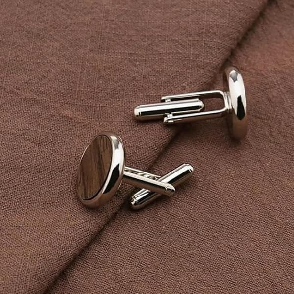 Elegante Manchetknapper, Trendy Manchetknapper, Runde Træmanchetknapper, Træmanchetknapper, Runde Manchetknapper til Bryllupstøj