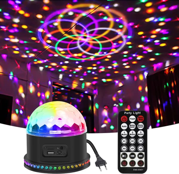 Rotating Disco Light for Children and Adults with Remote Control and Music Activation Party Fun Light Effect