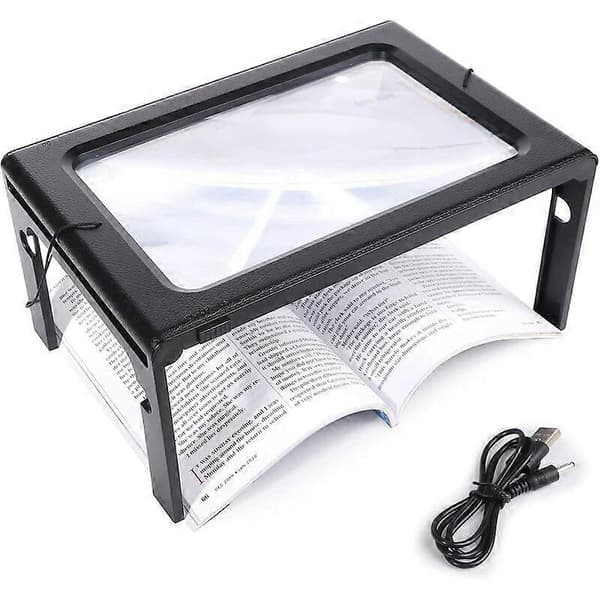 Full Page Magnifier Hands Free Rectangular Standing Magnifying Glass with 12 LED Lights 3X Magnifying Lens for Reading Books, Jewelry, Elderly