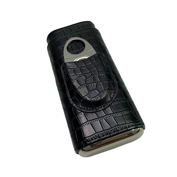 Cigar Humidor, Elegant Krokodille Korn Cedartræ Cigaræske med Cigar Cutter Bærbar 3 Rør Humidor til Udendørs Rejse Humidor