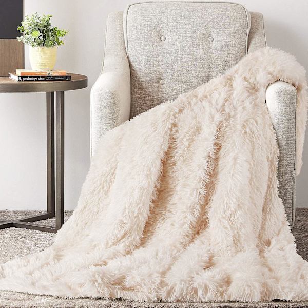 Knusende Blød Plysstof Tæppe, Stue Tæppe, Mikrofiber Tæppe, Fleece Tæppe, Sofa Tæppe, Aircondition Tæppe Let Til Sofa Beige 160x200cm