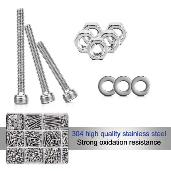 Bolt and Nut Screw Set, 304 Stainless Steel, Hex Head, Button FM-