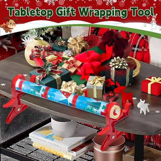 Paper Cutter - Gift Wrapping Machine - Desktop Tool for Gift Wrapping with Cutting Solution and Integrated Tape Holder - 27 x 14.5 x 7.2 cm