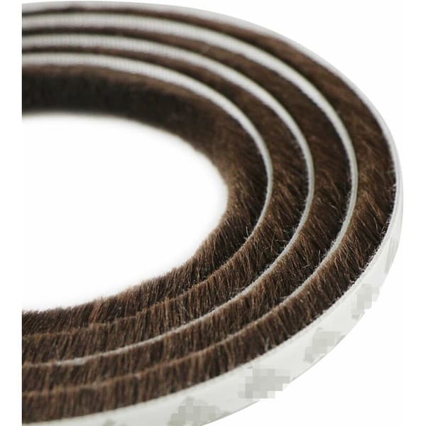 Self-adhesive dustproof brush strip for windows and doors, 9mm x 9mm (Brown) 10m