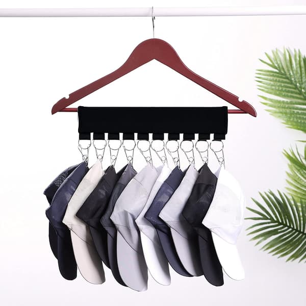 2-pack hat organizer with 10 large clips - for baseball caps, beanies, gloves, socks - space-saving hanger