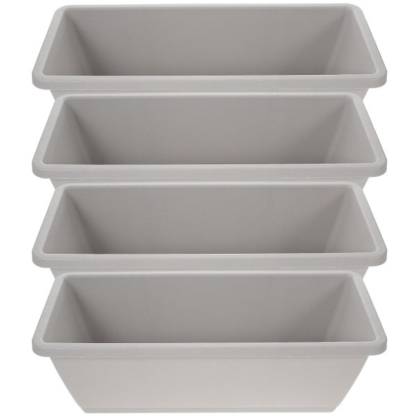 4 Set Rektangulära Fönsterblomlådor Växtplanteringslådor med Brick Ljusgrå 43X18X13.5C Light Grey 43X18X13.5CM