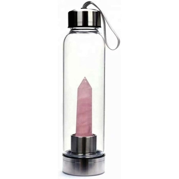 Vesipullo Geemikivilahja Rose Quartz Kristalli Pisteet | 6 Fasetoitu Reiki Chakra Meditaatioterapia, Käsikäyttöinen Lasinen Energiapullo
