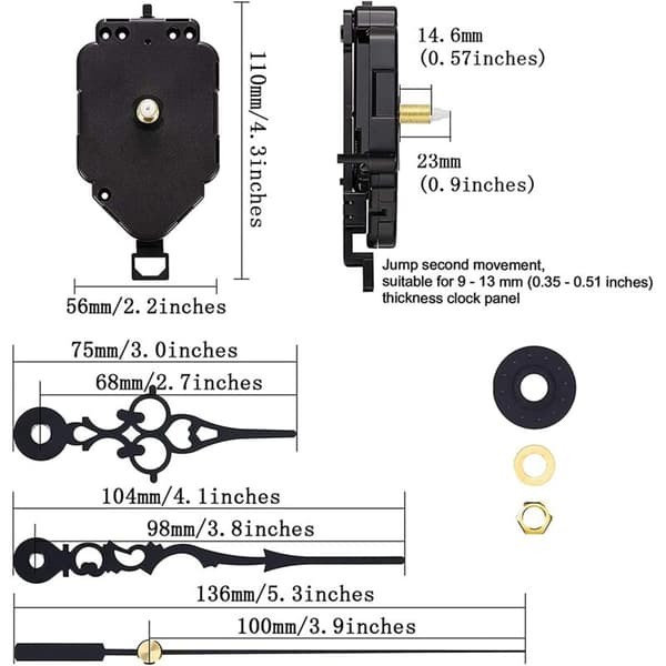 DIY Pendulum Clock Movement Kit in Quartz - 0.9 \" Shaft Length
