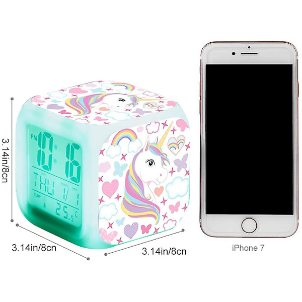 Unicorn Digital Vekkerklokke For Jenter, Led Nattskinnende Kube Lcd Klokke Med Lys Barn Vekkerklokke Ved Sengen Bursdagsgaver For Barn Kvinner