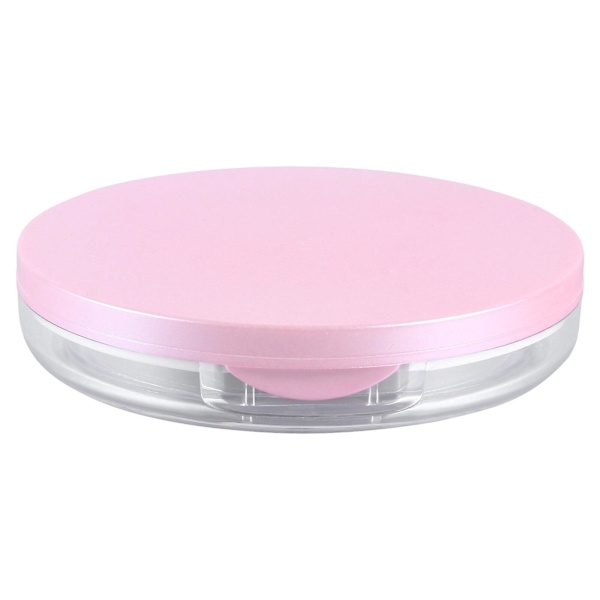 2 stk. Bærbar Løspudderboks Kosmetikboks Pudderetui Med 2 stk. Puf Pink 7,5x7,5cm