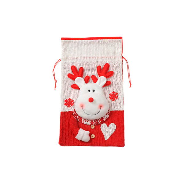 Ny Julepynt Linned Broderi Tote Bag Børnegavepose Slikpose OpbevaringsposeCRed