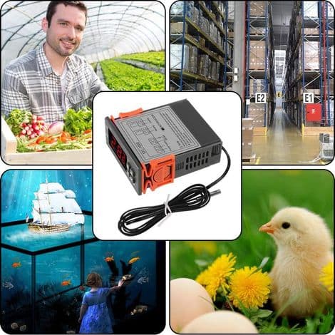 STC-1000 AC 10A 110-220V Digital Temperaturregulator med LED-display, Celsius Termostat, Värme/Kyla, 2 Reläutgångar med NTC-sensorprob