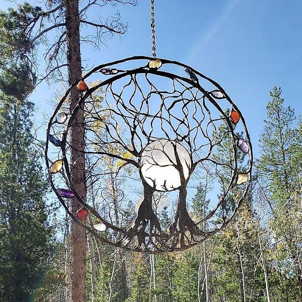 Elämänpiiri Metalli Puu Seinätaide 3d Seinä Siluetti Veistos Puu 33*33cm Elämänpiiri Seinäkilpi Koti Toimisto Sisustus Makuuhuone Olohuone