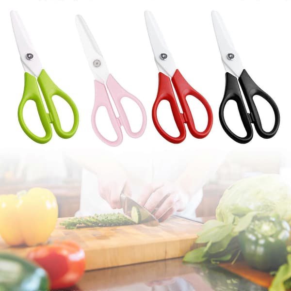 Large Ceramic Scissors for Cutting Cooked Food, Ceramic Kitchen Scissors for Cooking and Food Processing, Red