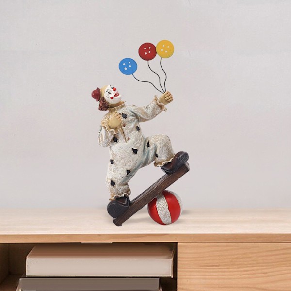 Kreative Klovn Cirkus Statuer, Interessant Boligindretning Resin Skulptur, Håndlavede Håndværk Samlerobjekter Kunstfigurer Dekorations Ornament