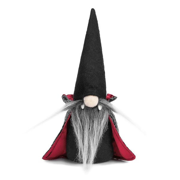 Halloween Håndlavet Tomte Svensk Gnome Ornament med Witch Cape Hat til jul Sort skæg