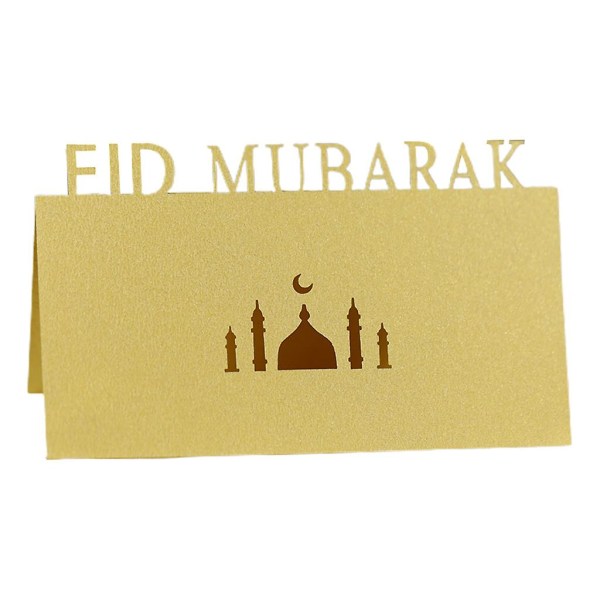 Gold100pcs 3d Letters Mubarak Table Invitation Cards Cutout Palace Moon Paper Place Cards Festival Party DecorationGold