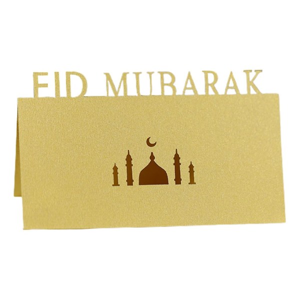 Kulta 100 kpl 3D-kirjaimet Mubarakin pöytäkutsukortit Leikatut palatsi Kuu Paperi Paikkakortit Festivaalijuhlien koristelu Kulta