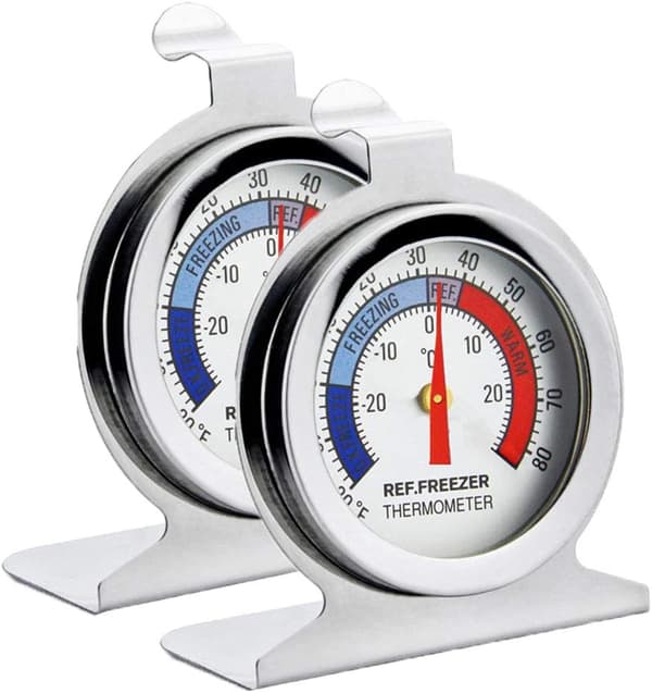 2-pack Kylskåps-/Frytermometrar med Rostfri Urtavla