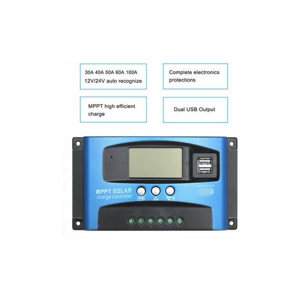 MPPT solcellelader, 12V / 24V, 30A