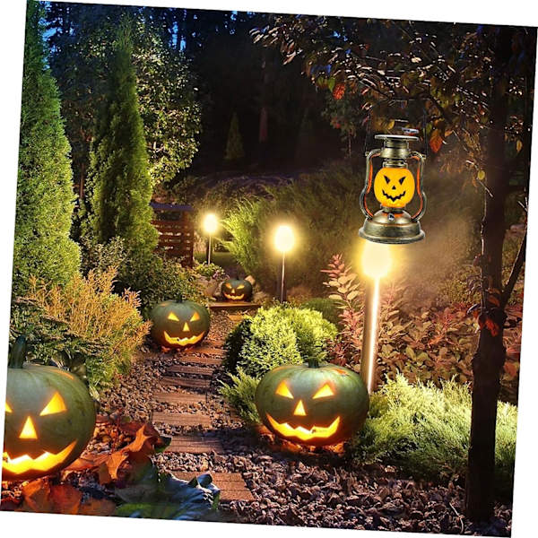 1 stk Halloween Jack-o-Lantern Lysende Jack o Lantern Lysende Lanterner Halloween Græskar Bordlampe LED Solcellelys Udendørs