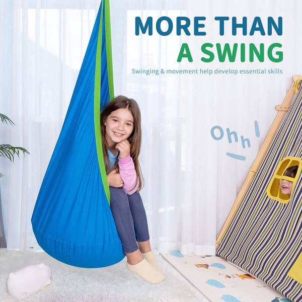 Barn Pod Swing Seat Bomull Barn Hängmatta Stol för inomhus och utomhusbruk Lastkapacitet Sensorisk gunga för barn 360° Swi