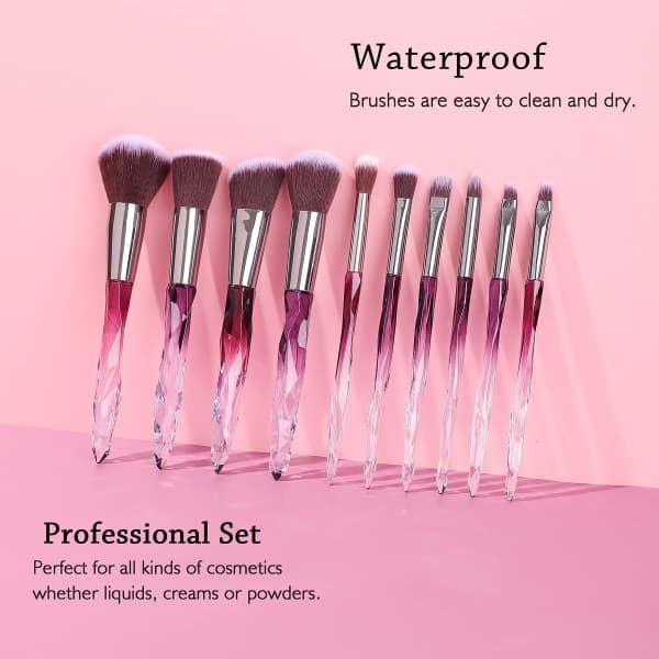 Makeup Brushes Crystal Handle Cosmetic Brush Set 10 pcs