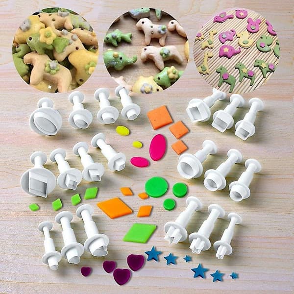 20 st Mini Fondant Cutters Cookie Cutters Sugar Craft Cake Decoration Tools, Square/Round/Heart/Oval/Five-pointed Ect