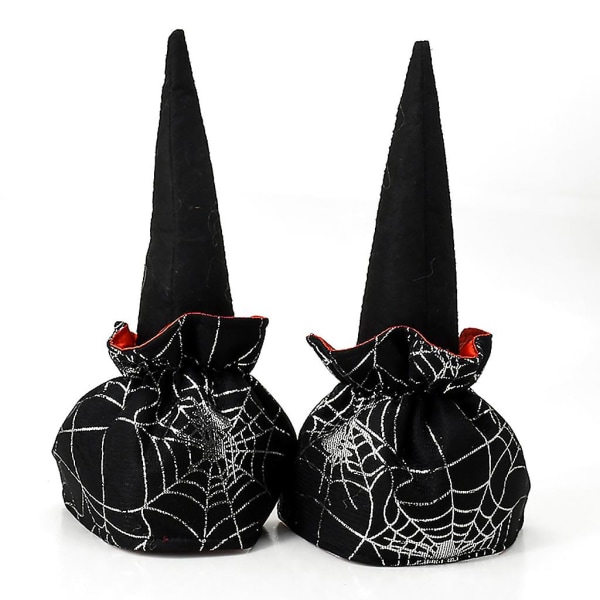 Halloween-nisse i plysj, håndlaget Tomte svensk nissepynt med heksekappe og hatt, borddekorasjon