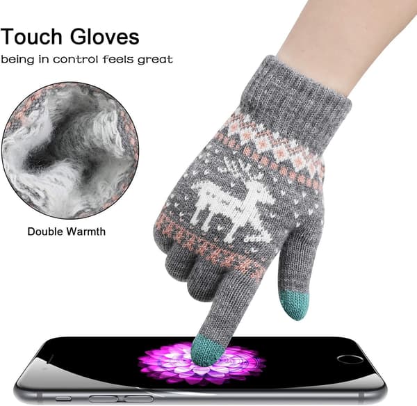 Vinterstrikkede varme handsker Unisex Touchscreen, Termisk Elastisk F