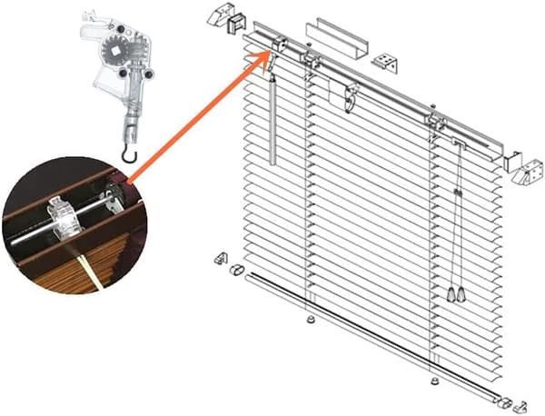 2-pack 2 \" Low Profile Horizontal Blind Rocker Tilt Mechanism Hook Connection with Square Gear Low Track Blind Accessory