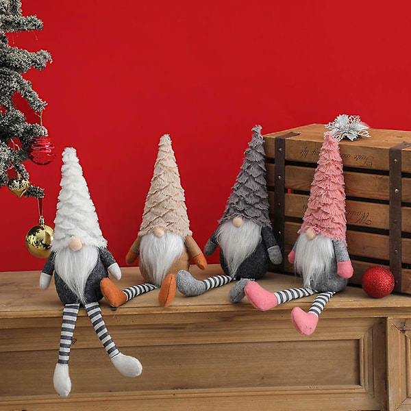 Ruskea Joulupukki Tonttu Koriste Kierteinen Hattu Käsintehty Tomte Pehmolelu Koriste Pöytä Santa Patsas Ruskea