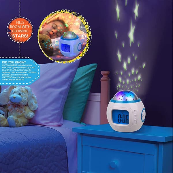 HSDSH vekkerklokke for barn, gutter og jenter med musikk, spotlight