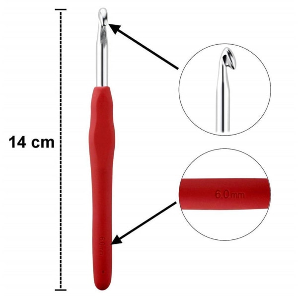 Hæklenåle, hæklenålesæt, hækleelsker-sæt 2,0-6,0 mm（12 stk.）