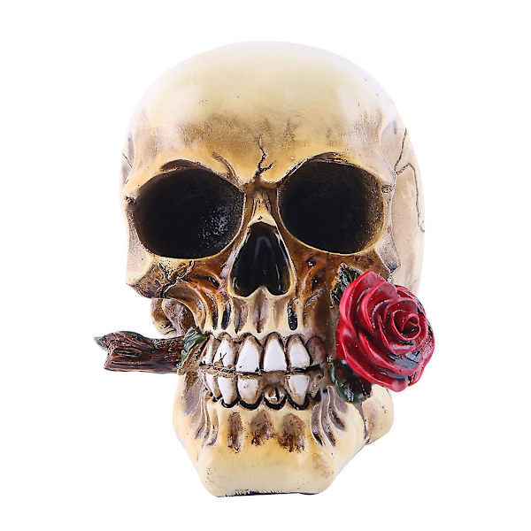 Rose Skull Harpikskranie Skrivebord Stue Halloween Party Spøgelseshus Dekorationer