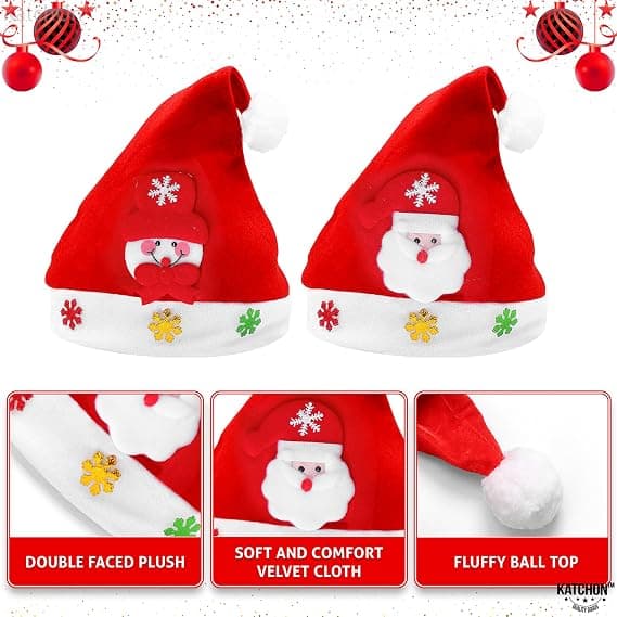 Röda Julhattar för Barn - 2-pack, 25x33 cm | Tomtehattar för Barn, Julklappar för Juldekorationer