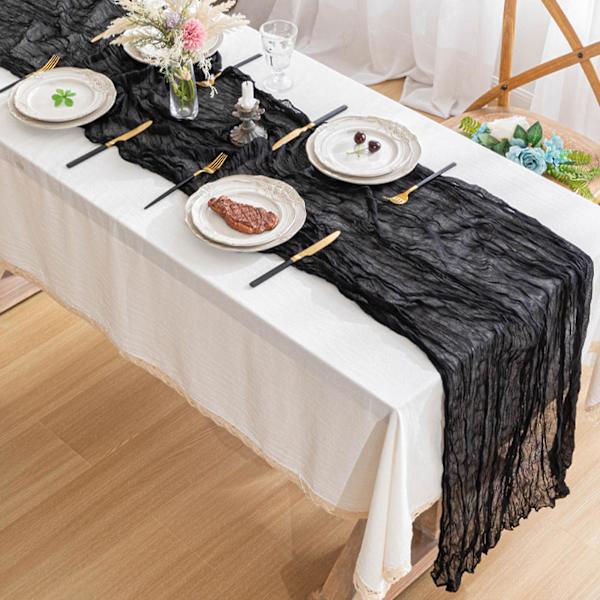 Bordløber i Cheesecloth Boho Gauze - 35x157 tommer Lang Romantisk Sheer Bord