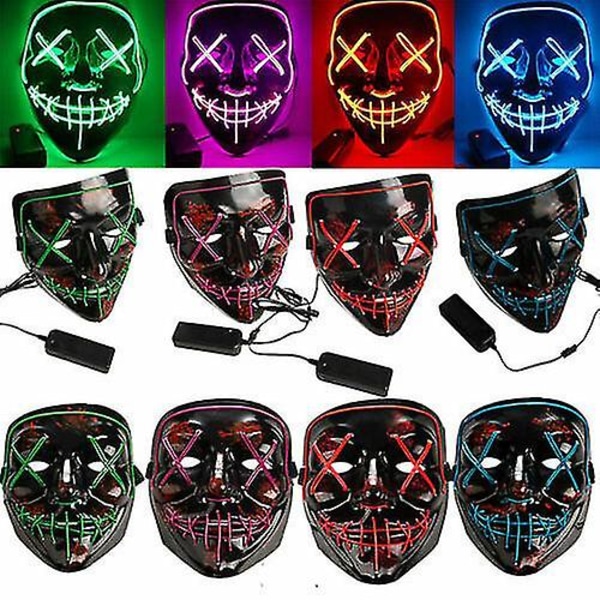 Neon Stitch Maske LED Tråd Glød Maskerade Rens Halloween Cosplay Maske_Hvid