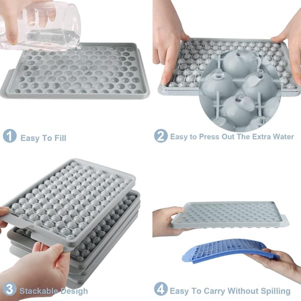 Mini Ice Cube Tray, Upgraded Small Ice Cube Trays Easy Release, 104x4 Pcs Small Ice Cube Trays Crushed Ice Tray for Cooling Drinks Coffee Juice