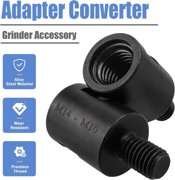 2 Pieces Angle Grinder Adapter M14 Female to M10 Male Thread Adapter Conversion Tool Grinder Converter Extension Rod