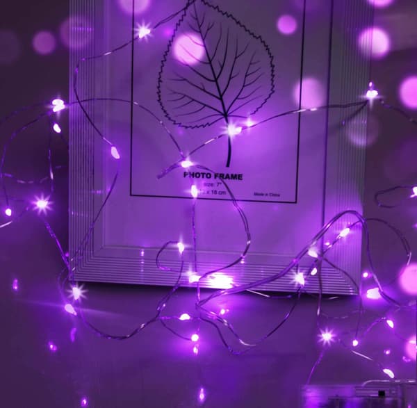 (Lilla), 3M 30 mikro-LED, batteridrevne mini LED-lyskæder