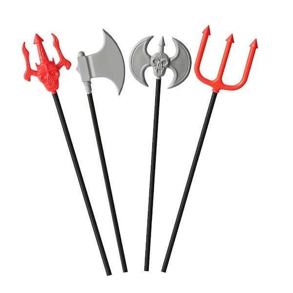 1 Set 4 st Plast Trident Kostymrekvisita Djävulsyxa Konstgjord För Halloween Scenföreställning (b