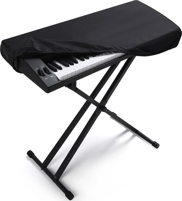 61-Key Piano Keyboard Dust Cover, Adjustable Bungee Cord, Black