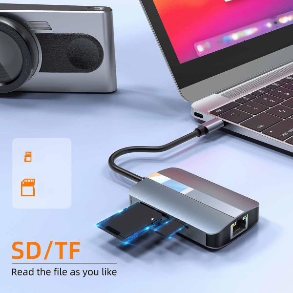 USB-hubi 5-in-1 Hub USB3.0 Yhdellä vedolla neljään Kannettava Puhelin Tabletti Type-c Jakaja USB-jatkojohto D