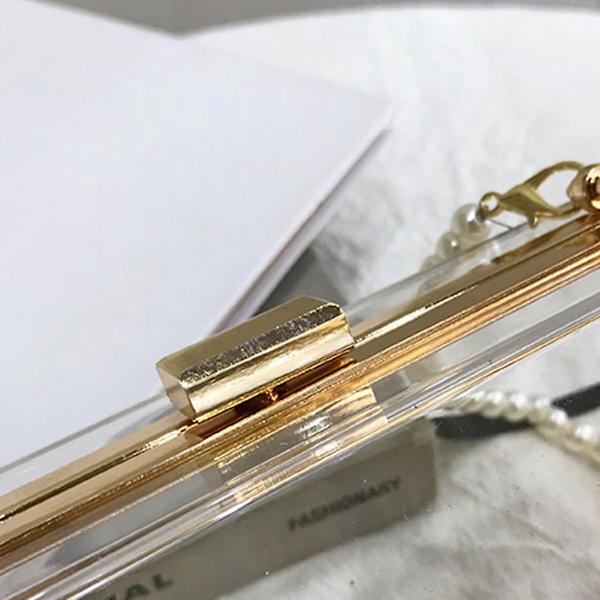 Kvinders Transparent Håndtaske Aftenfest Brude Clutch Skuldertaske Prom Bryllup FGul Blomst