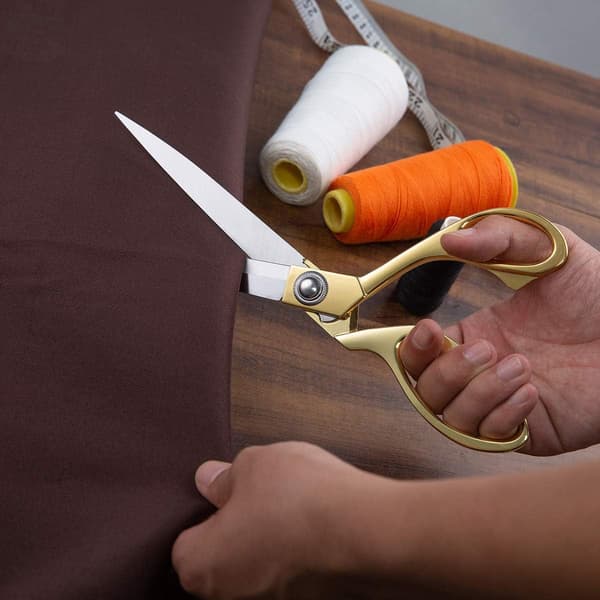 10.5 inch Fabric Scissors Tailor Shears Stainless Steel, Gold Handle, Long Scissors for Kitchen, Paper, Leather, and Cardboard