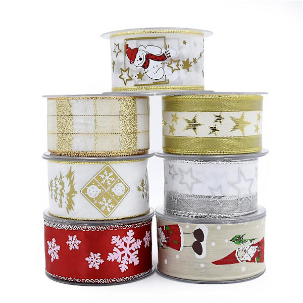 10m Trådforbundet Julebånd Polyester Transparent Glitter Farverige Snefnug DIY Håndværk Grøn